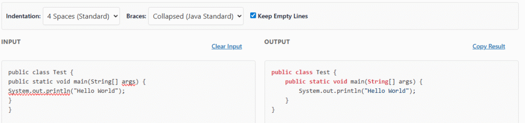 java formatter online