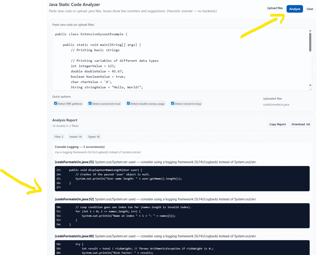 Java Static Code Analyzer